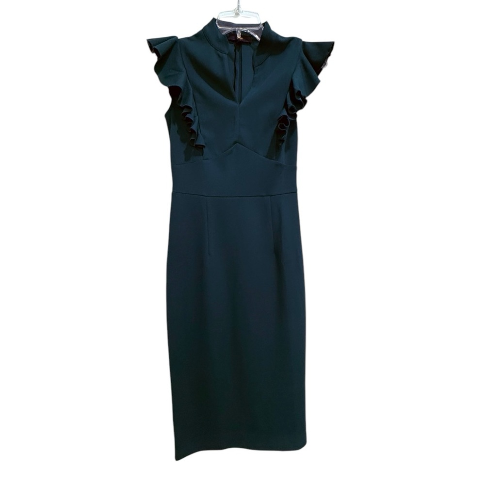 EUC. Knitee Women’s Vintage Ruffle Sleeve V Neck Dress. Size small (US 4-6).